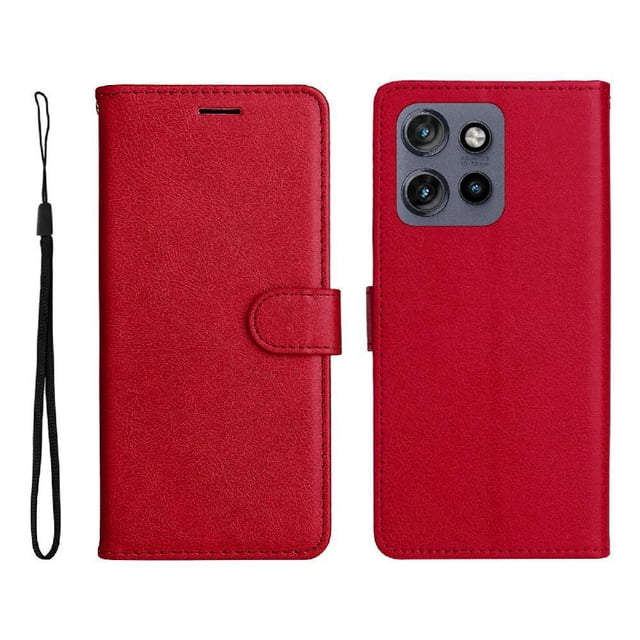 Wallet Case for Motorola Edge 50 Neo Flip Cover with Card Slots, Magnetic Stand & Strap Red