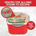 thumbnail image 4 of 3 pc Microwavable Cooker with Food Storage- XMAS Holiday Cooking Made Easy- Removable Strainer & Locking Steam Vent Lid- BPA Free, Fridge & Freezer Safe | 1.3 Liters, 4 of 5