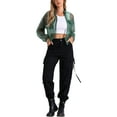 thumbnail image 2 of Chaqueta bomber transparente Inspire Chic para mujer, con cierre, de manga larga, transparente, talla XL, color verde, 2 of 6