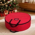 thumbnail image 4 of Christmas Wreath Storage Bag, 60cm Round Holiday Wreath Container with Reinforced Handles, PVC Material Christmas Decoration Storage Bag -Red, 4 of 7