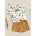 thumbnail image 3 of Bagilaanoe 2pcs Toddler Baby Boy Shorts Set Short Sleeve Print T Shirt Tops + Shorts 6M 12M 18M 24M 3T 4T Kids Casual Summer Clothes, 3 of 7