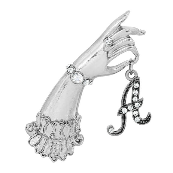 1928 Jewelry Hand Model Crystal Accent Initial Pin