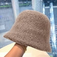 thumbnail image 3 of Bucket Hat No Brim Plush Solid Color Skin-friendly Windproof Bucket Cap for Daily Life, 3 of 10