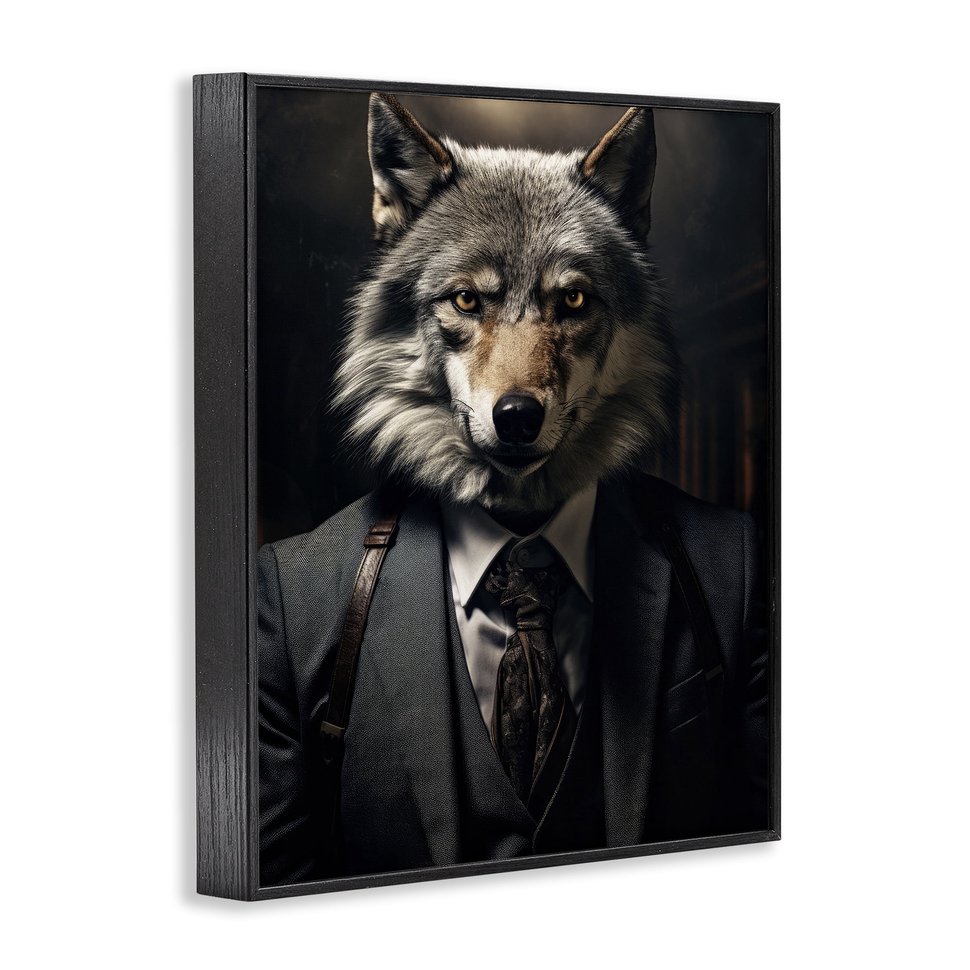 Stupell Industries Trendy Wall Street Wolf Black Framed Giclee Art, design by Ray Powers