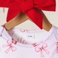 thumbnail image 6 of NOLDARES Baby Girl Clothes Fall Cute Skirt Outfits Long Sleeve Romper Overall Skirt Dress Bow 3PCS Outfit(Red,3-6 M), 6 of 9
