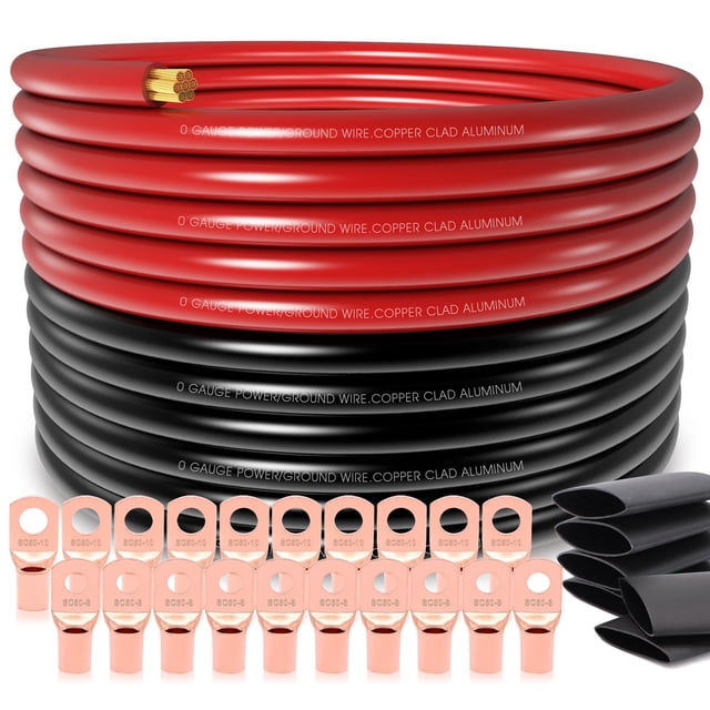Cable automotriz de aluminio revestido de cobre calibre 1/0 con lengüetas y tubo