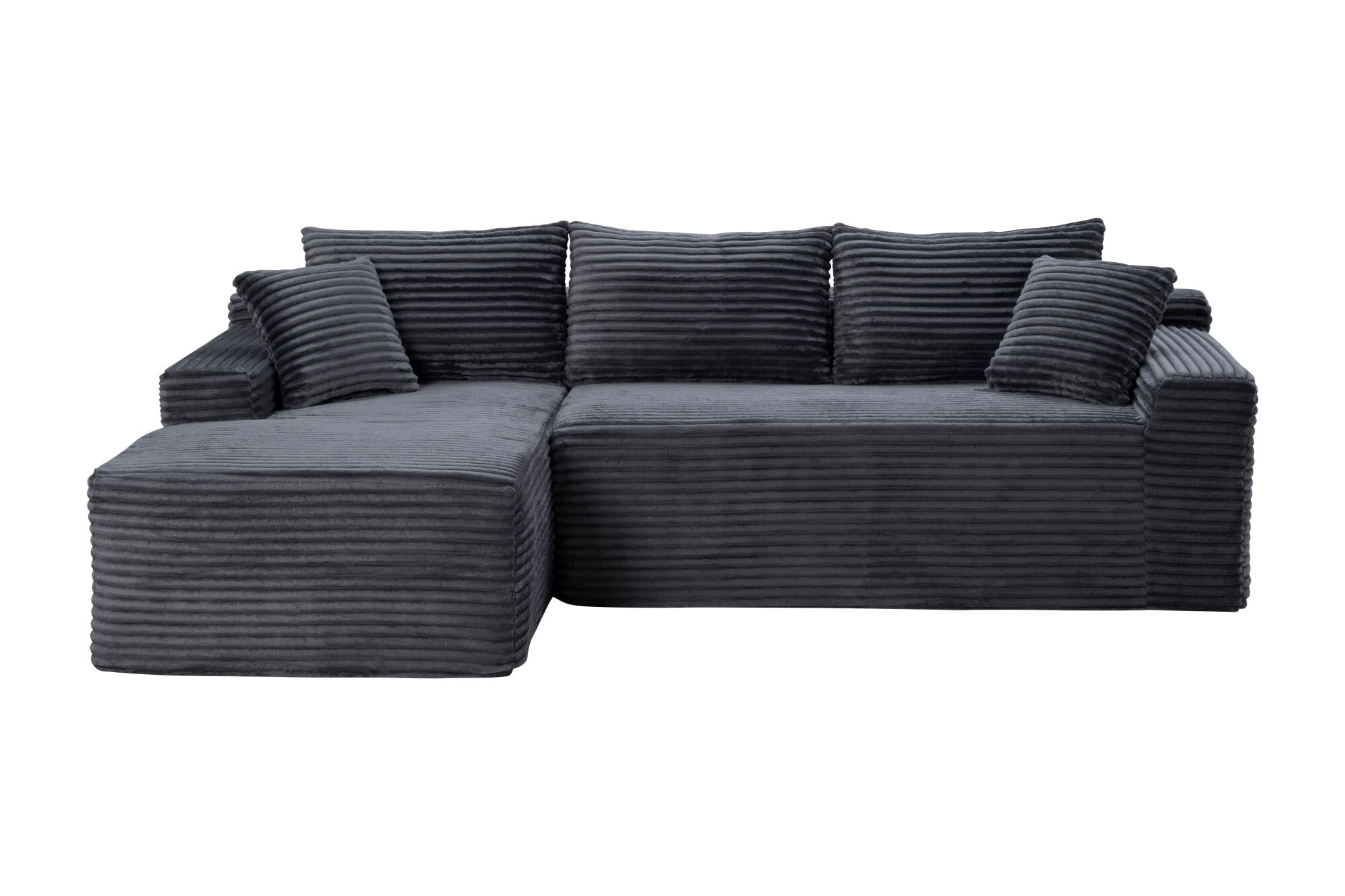 DEALTOPS 106 Inch Modular Corduroy Sectional Sofa with Left Chaise, No Assembly Required, Gray