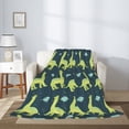 thumbnail image 2 of Throw Blanket for Couch Sofa and Bed, Dinosaur green leaves Super Soft Plush Throw Blanket, Fuzzy Cuteness Comfy Warm Washable Flannel Blanket & Throws for All Season, 2 of 5