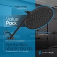 thumbnail image 6 of SparkPod Rain Shower Head with Adjustable Extension Arm 16" - High Pressure, Easy Install (8" inch Shower head, Black Matte), 6 of 8
