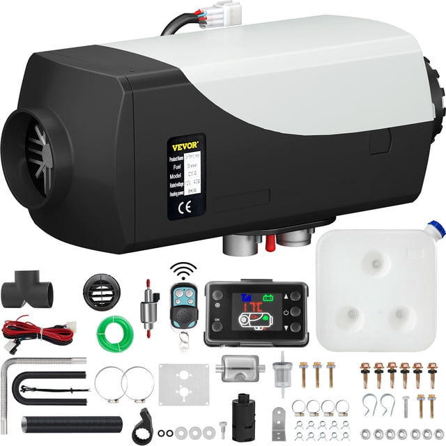 VEVOR FlowerW Calentador de Aire Diesel 12V 8KW Calentador de Combustible Calefacción Estacionaria Diesel Calentador Coche Diesel con Interruptor LCD