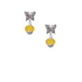 thumbnail image 2 of Delight Jewelry 12mm Faceted Yellow Glass Spinner Silvertone Antiqued Butterfly Post Earrings, 2 of 4