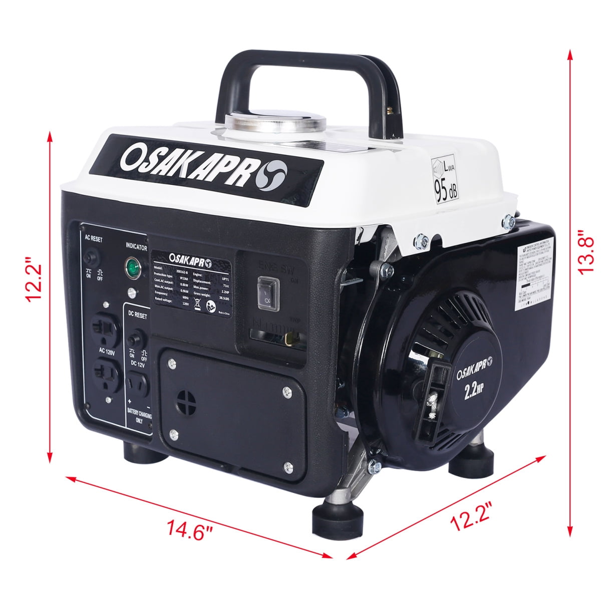 Gas & Oil Mix Portable Generator, 900-Watt 71cc Tri Fuel Gasoline Propane Natural Gas Portable 12V Generator with Remote Reset, Ideal for Home Backup Power, White