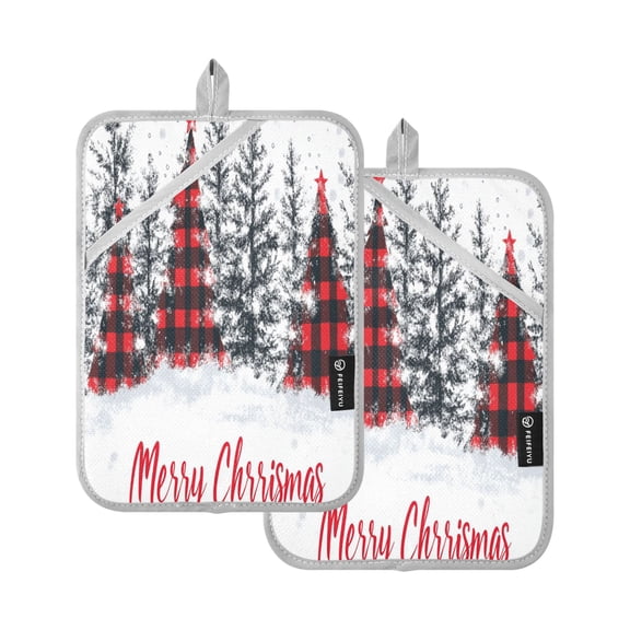 BZSMCE Pot Holder Oven Mitts Cooking baking Red Black Buffalo Plaid Painting Creative Pattern Size:7x9.8in