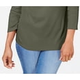 thumbnail image 3 of KAREN SCOTT Womens Green Printed 3/4 Sleeve Jewel Neck Evening T-Shirt Petites PL, 3 of 3
