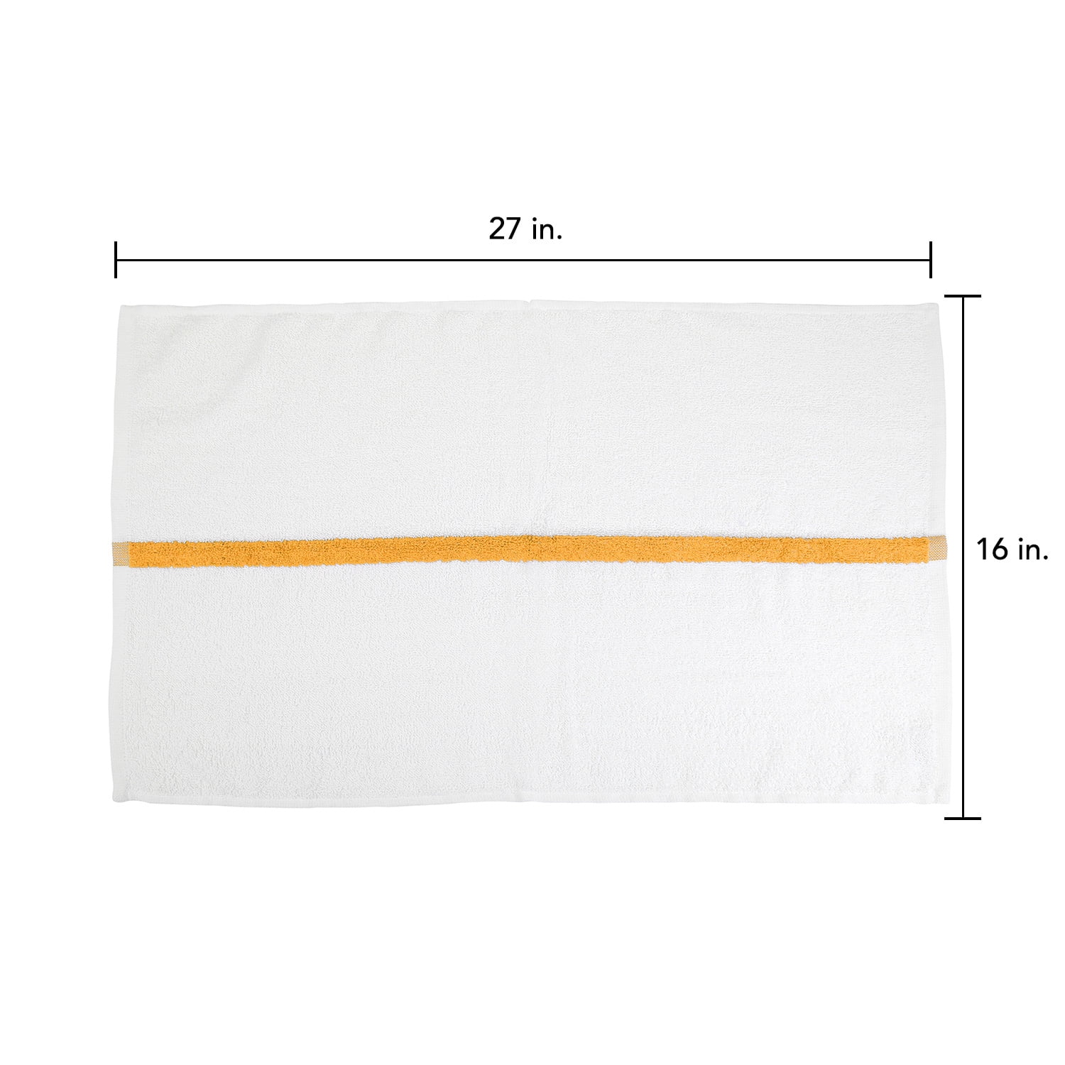 Arkwright Power Gym Hand Towels (12 Pack), 16x27 in., Soft Cotton, White with Gold Stripe