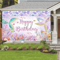 thumbnail image 3 of 7X5ft Mermaid Backdrop for Girls, Mermaid Birthday Background Purple Mermaid Birthday Photography Background, Dreamy Under The Sea Theme Backdrop Baby Shower Birthday Banner Decor, 3 of 5