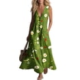 thumbnail image 5 of Summer Dresses for Women Casual Printed Sleeveless Pocket Maxi Dress, Loose V‑Neck Button Down Lightweight Cozy Home Lounge, 5 of 8