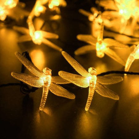 White Fairy Lights for Party TechCode Outdoor Waterproof Solar Powered String Lights Dragonfly Shape LED Starry Fairy Lighting Decorative Rope Lamp Firefly Light for Christmas Party Wedding Garden Festival