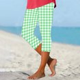 thumbnail image 2 of VERUGU Capri Yoga Pants for Women Stretch Fashion Plaid Print Sports Capris Casual Slim Pants Green S, 2 of 4