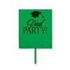 Pack of 6 Emerald Green and Black "Grad Party" Outdoor Garden Yard Sign Decorations with Fringe 26.75"