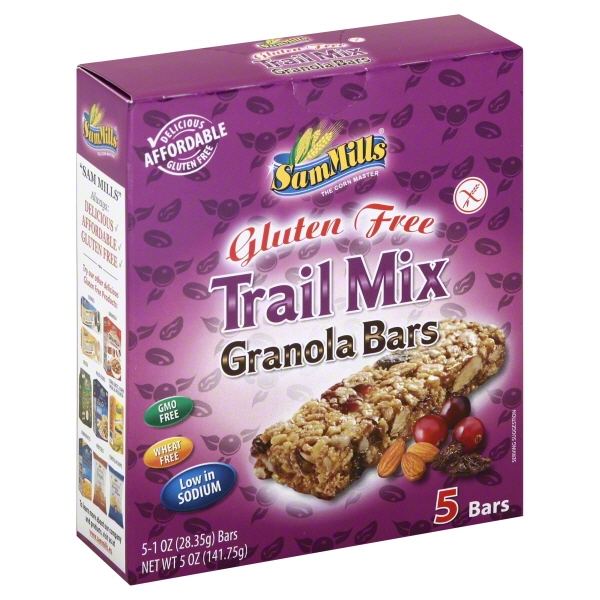 SamMills Gluten Free Trail Mix Granola Bars, 1 oz, 5 count