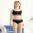 thumbnail image 3 of GYRATEDREAM Girl's 2 Piece Swimsuit Sport High Waist Teen Kids Bikini Set Bathing Suit Swimwear for 9-10Y Black, 3 of 8