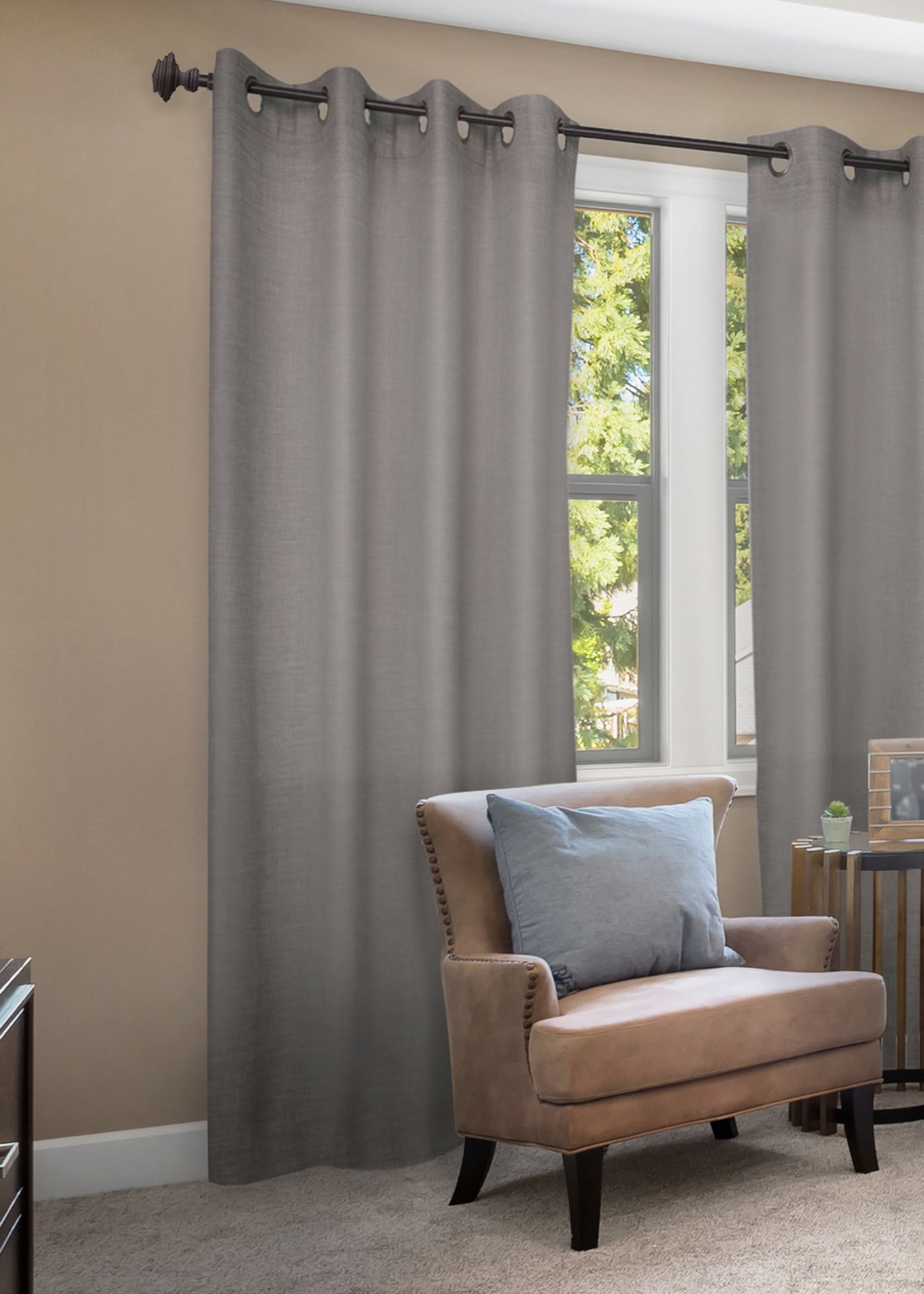 Better Homes & Gardens 1" Oil-Rubbed Bronze Square Adjustable Single Curtain Rod Set, 42-120"