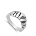 thumbnail image 4 of Wave Etched Line Groove Ring .925 Sterling Silver Band Jewelry Female Male Unisex Size 6, 4 of 4