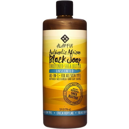 Alaffia Authentic African Black Soap, Unscented 32 oz