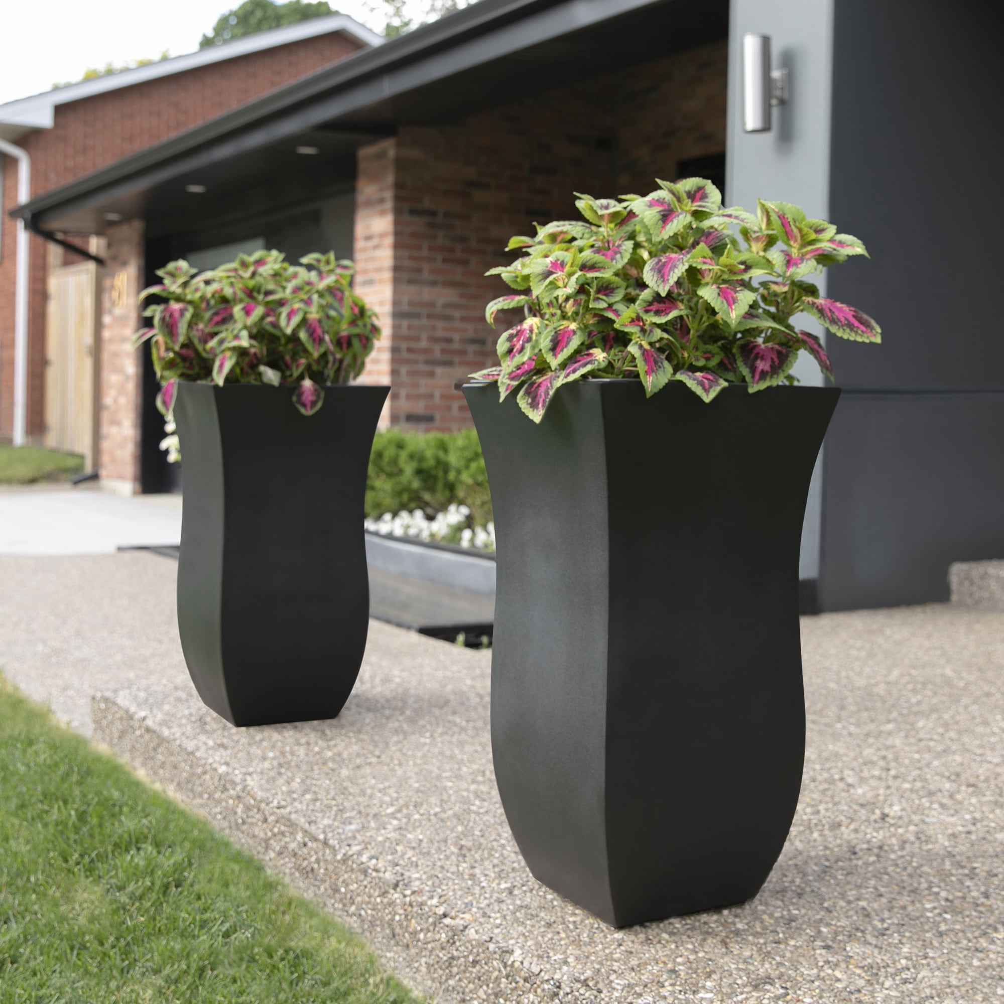 Valencia 30in Tall Planter - Black (2-Pack)