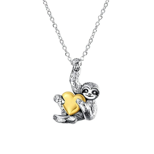 Sloth Joyería Regalos Collar de plata Sloth Pendientes Corazón Sloth Joyería para Mujeres Hombres Niñas Niños