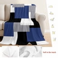 thumbnail image 5 of Navy Blue Grey Black Geometric Throw Blanket for Couch,Lightweight Flannel Fleece Blanket,Middle Century Art Abstract Aesthetics Microfiber Plush All Season Decorative Blankets for Sofa Bed 50"x60", 5 of 9