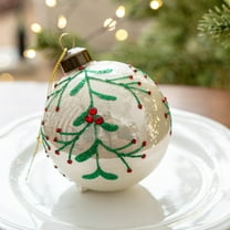 SHENGXINY 2PCS Christmas Tree Ornaments Balls,Hand Painted Glass Christmas Decorations,Hanging Pendant for Window Party Birthday Wedding,Home Decor Beige 3.15in