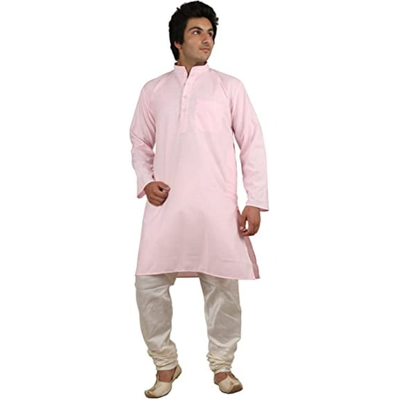 Royal Men's Cotton Kurta Pyjama Set (ROYAL_154_Pink_Medium)