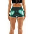thumbnail image 2 of Metallic Booty Shorts Sparkly Short Shorts - Shiny Sexy Hotpants for Rave Dance Disco Party Costume Green Small, 2 of 5
