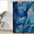 thumbnail image 4 of Marble Blue Shower Curtain Set ，Waterproof Fabric Shower Curtains Gradient Abstract Stone Gold Cracks Modern Art Shower Curtains for Bathroom,Bathroom Decor 72"x84", 4 of 6