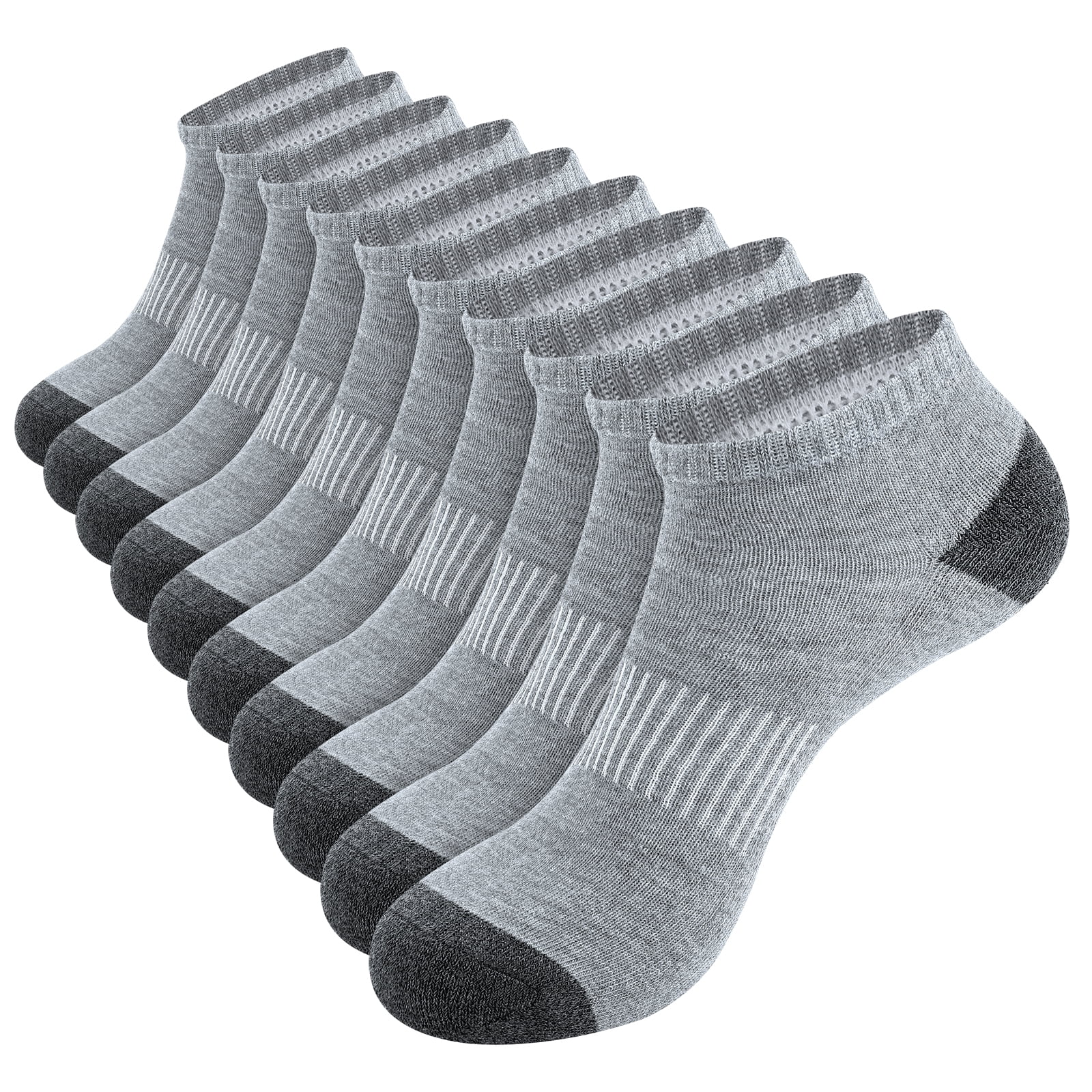 EALLCO 10 Pack Men's Breathable Low Cut Socks Ankle No Show Work Socks