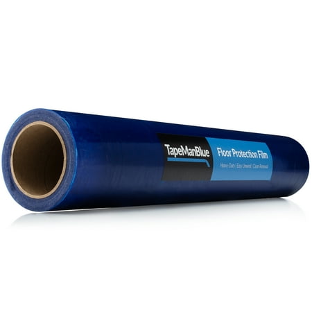 Floor Protection Film  24 inch x 200 feet  Blue Self-Adhesive Protective Film for Hardwood Floor  Tile  and Hard Surfaces