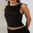 thumbnail image 2 of Hauts Courts Sans Manches Froncés avec Encolure Asymétrique pour Femmes, 2 of 7