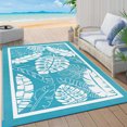 thumbnail image 2 of Findosom 6'x9' Outdoor Rug Patios Rug Waterproof RV Outdoor Rug Camping Rugs Reversible Plastic Straw Rug Large Outdoor Mat Outdoor Area Rug for Camping,Balcony Apartment,Patio,Picnic,Beach Teal, 2 of 11