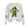 thumbnail image 3 of Saint Patricks Day Outfit Women Shamrock Print Shirt Cute Crewneck Sweatshirt Long Sleeve Pullover Tops Green Sweatshirt Women, 3 of 4