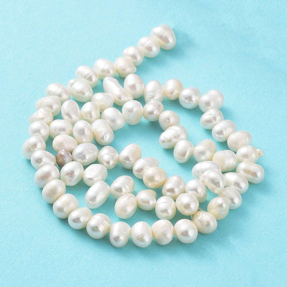 Natural Cultured Freshwater Pearl Beads Strands Rice Seashell Color 6.5~8x5~5.5mm Hole: 0.5mm 72pcs/strand 13.82''(35.1cm)