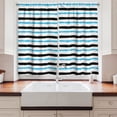 thumbnail image 2 of Ambesonne Abstract Kitchen Curtains, Color Bands Stripes, 55"x45", Aqua Black White, 2 of 3