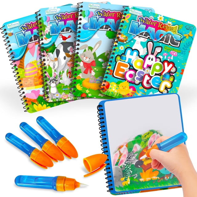 Libros para colorear en agua, arte y creatividad, cesta de pascua para niños pequeños