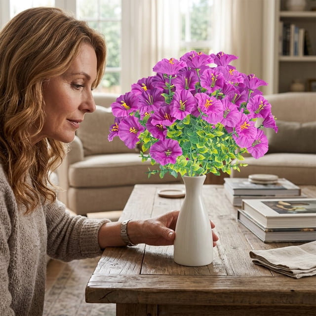 Flores artificiales de seda con tallos falsos de aspecto realista para decoración del hogar, sala de estar, mesa, oficina y bodas – No requieren mantenimiento.
