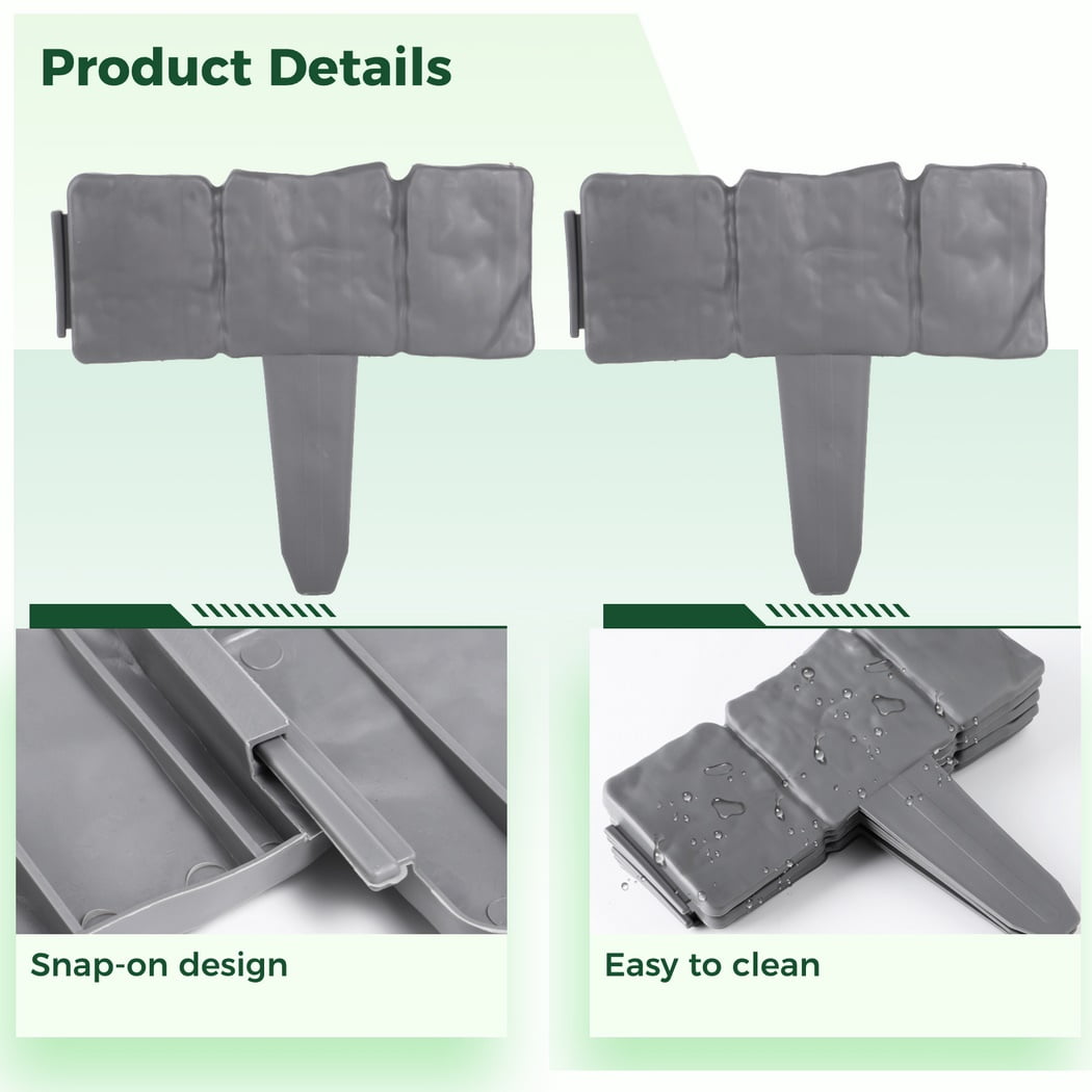 30-Pack Garden Edging Borders, Plastic Garden Landscape Borders, Detachable Faux Stone Fences, 24ft Landscaping Border Edging for Flower Bed, Garden, Lawn, Walkway, Landscape Edging, Outdoor