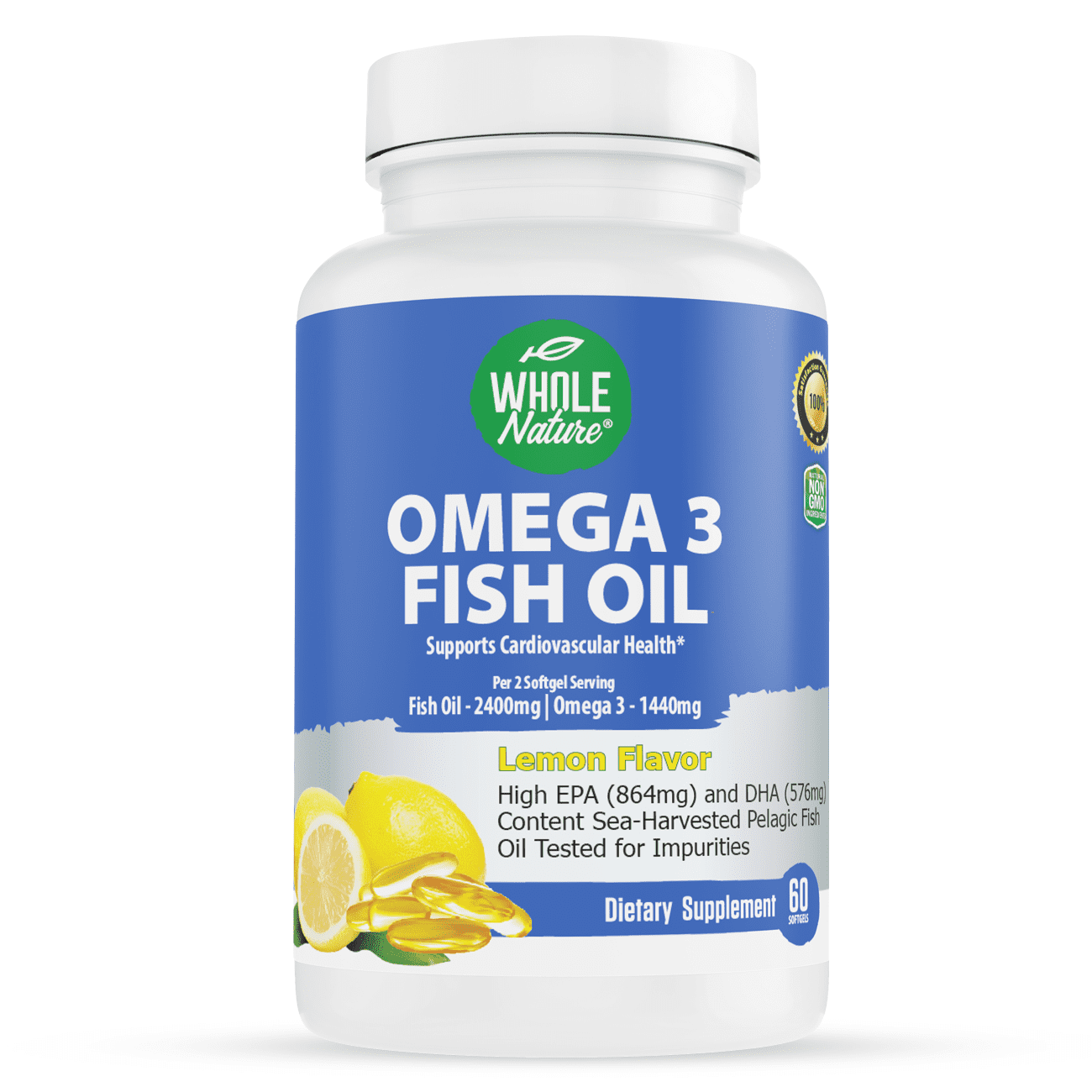 Whole Nature  Omega 3 Fish Oil - 2400 mg Fish Oil , 1440 mg Omega
