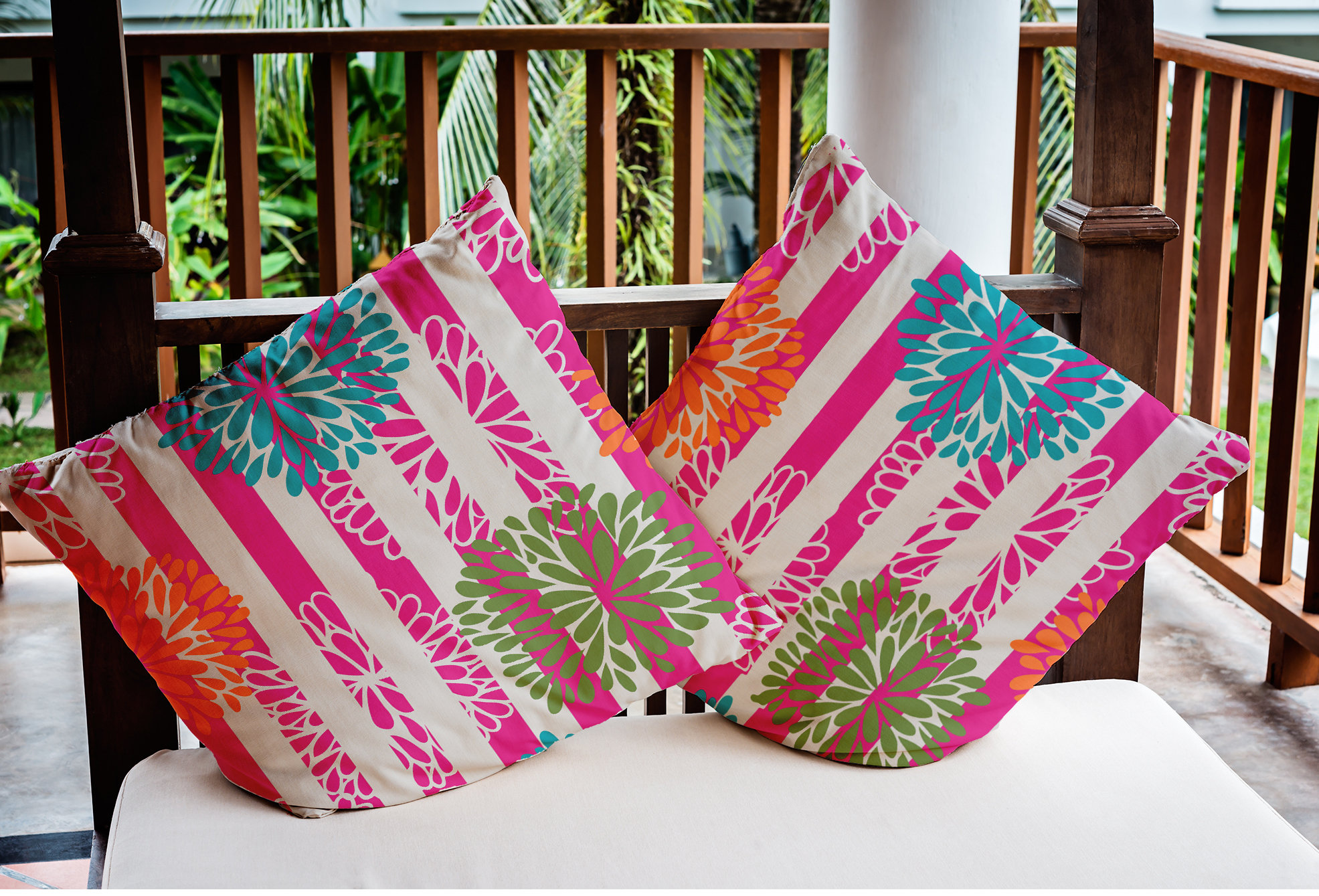 Simply Daisy 16 in x 16 in Modern and Contemporary Orange Floral Polyester Throw Pillow