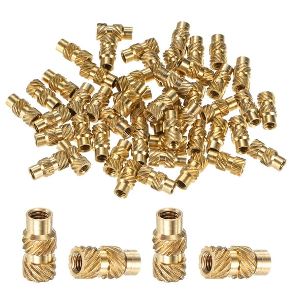 Uxcell 50-Pack Threaded Inserts - M3 x 10mm Brass Heat Set Insert Nuts 5mm OD