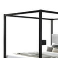 thumbnail image 3 of Keri King Size Canopy Bed- Black Slatted Wood Frame- White Upholstery, 3 of 6